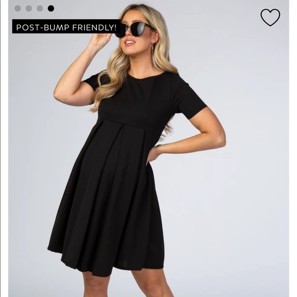 Black Front Pleat Maternity Dress - PinkBlush - Picture 6 of 8